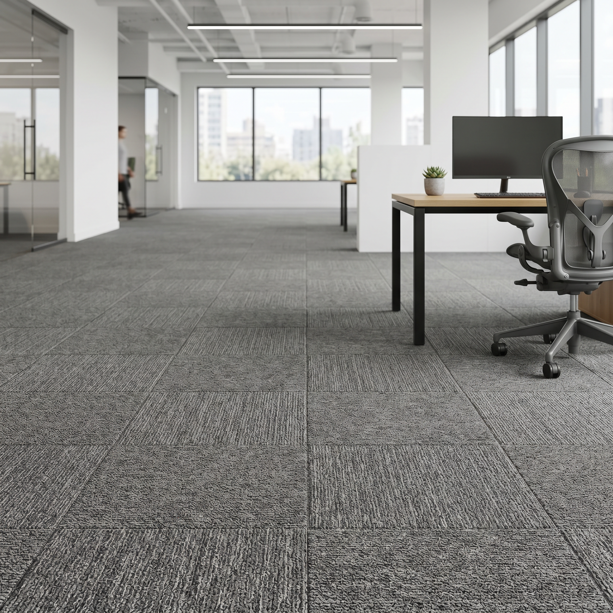 Frieze Carpet Tiles — 24" x 24", Modular, Commercial