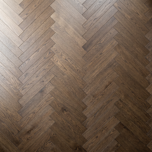 Atelier Herringbone French Oak Engineered Parquet — Smoked Fumed, 5/8" x 5"