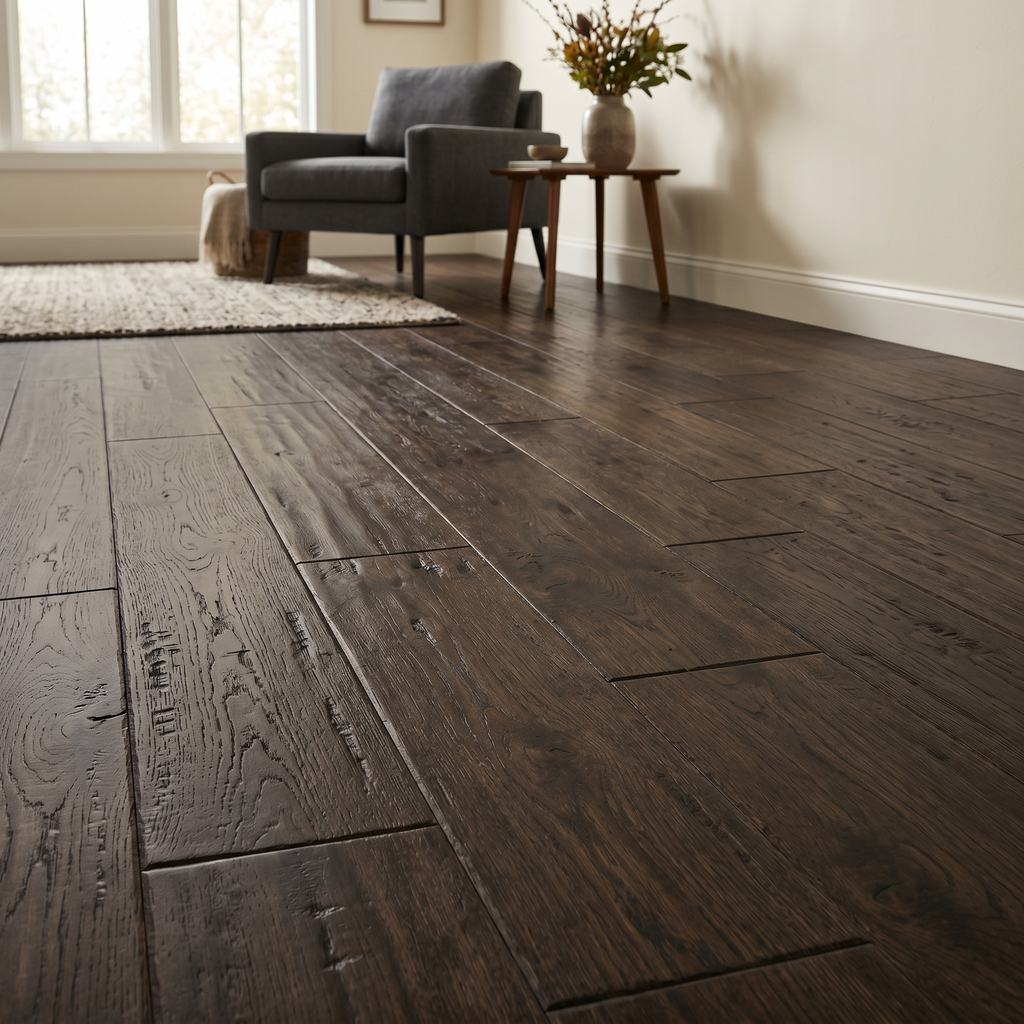 Smoked Hickory Engineered Hardwood — 6" Plank, Hand-Scraped