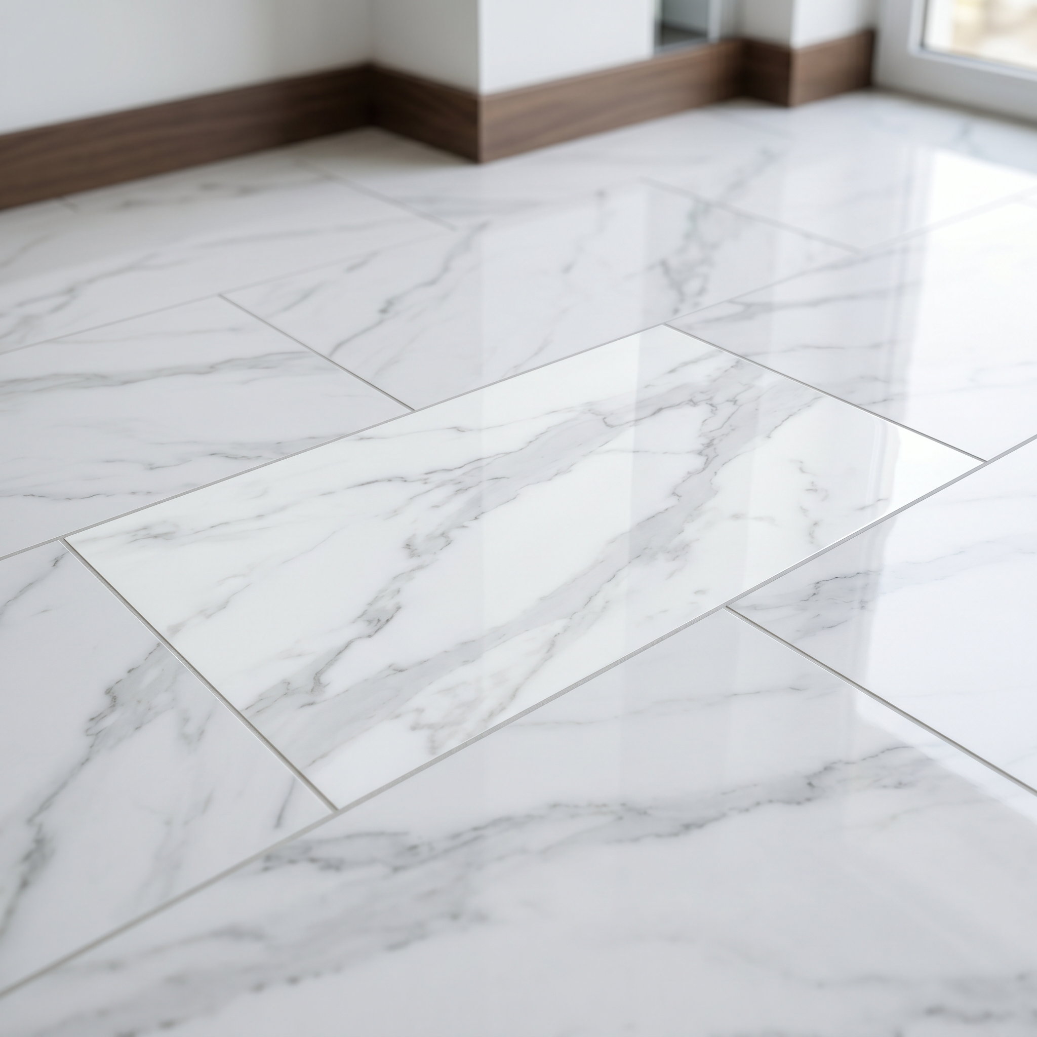 Carrara Marble-Look Porcelain Tile — 12" x 24" Polished