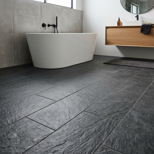 Charcoal Slate Porcelain Tile — 6" x 36" Plank